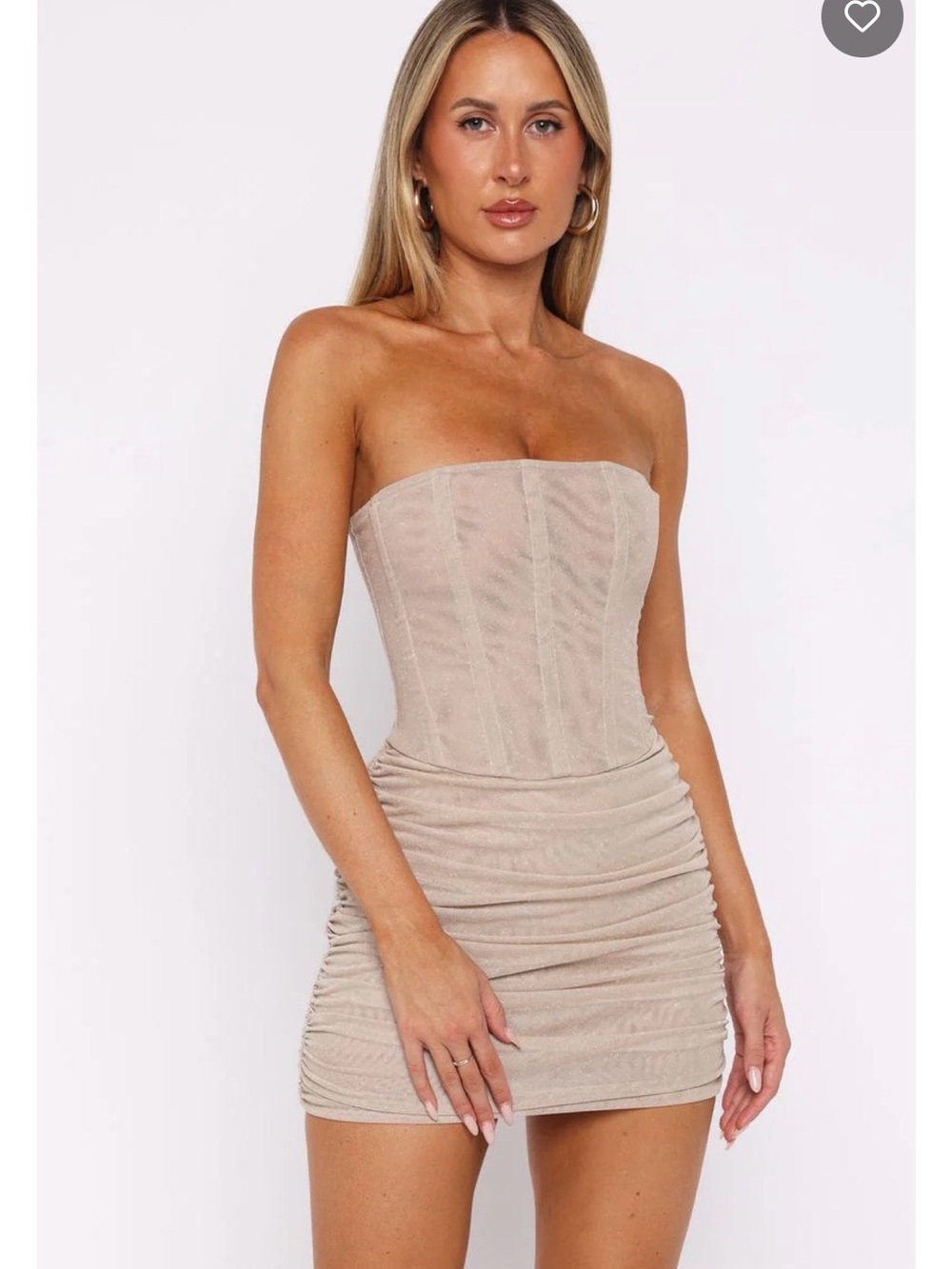White Fox Boutique Out in the Wild Mini Dress Champagne Glitter